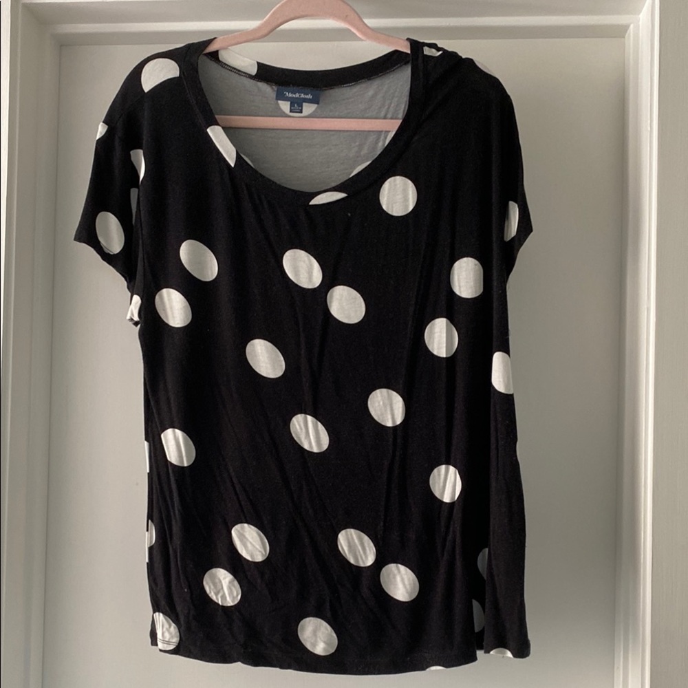 Modcloth Black and White Graphic Tee Short Sleeve Relaxed Fit
